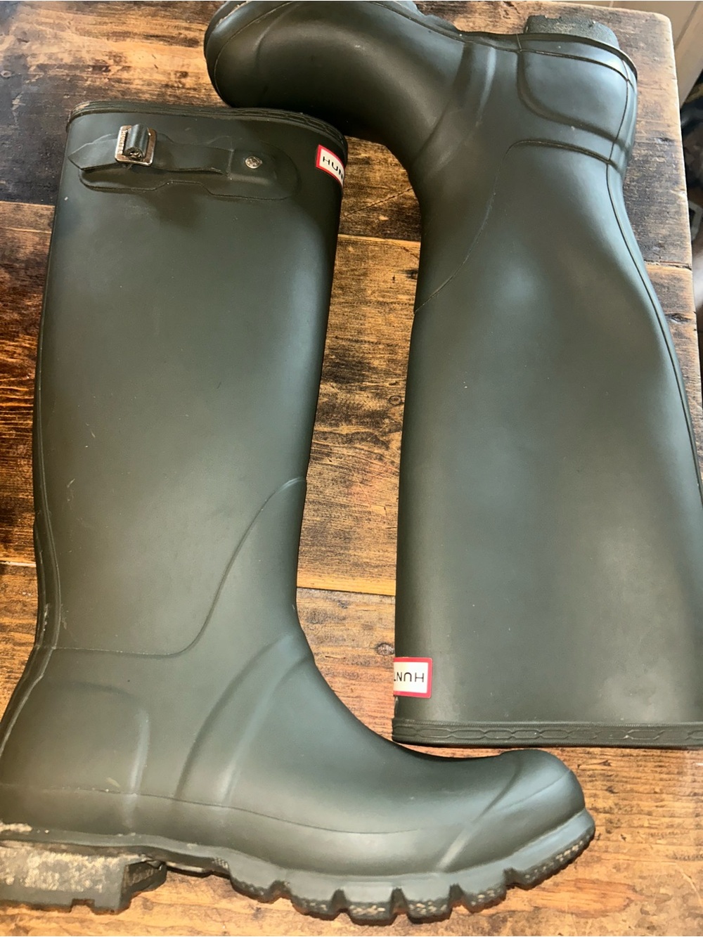 Hunter Original Tall Green Waterproof Rubber Knee High Rain Boots US 9 UK 7